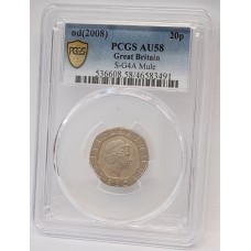 GREAT BRITAIN UK 2008 . TWENTY 20 PENCE COIN . ERROR . MULE . UNDATED